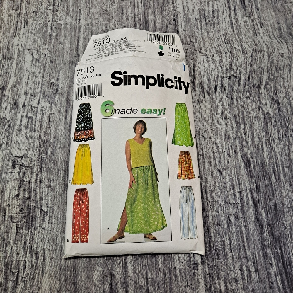 Misses Skirts and Pants, 90s Simplicity Pattern #7513
